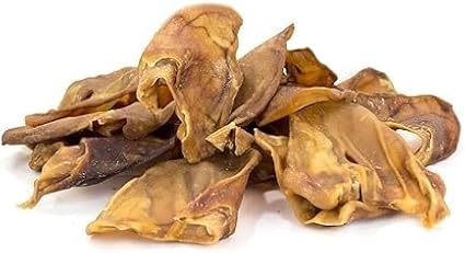 Cwell Pet Supply Natural Dried Pig Ears for Dogs, Grain Free, High Protein, 100% Pork Chews, Pack of 10