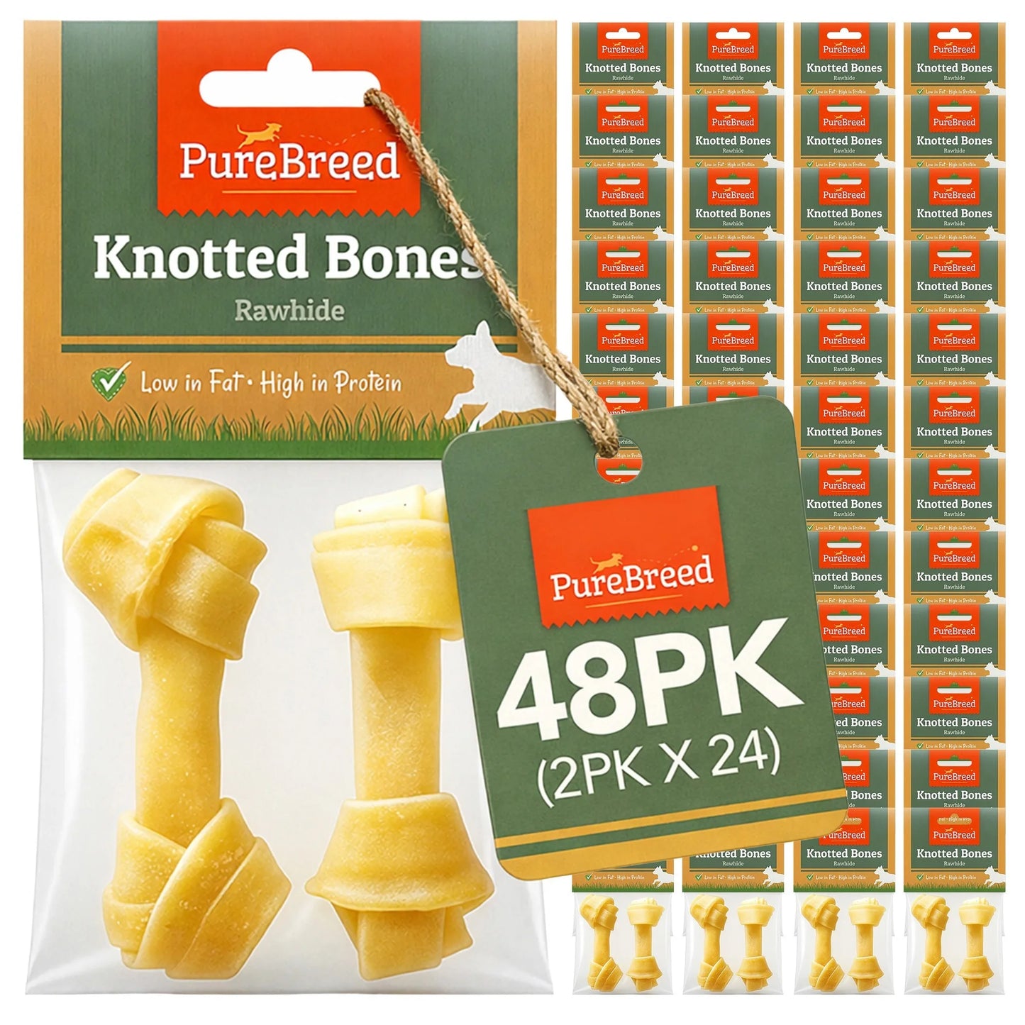 Knotted Rawhide Chew Bones